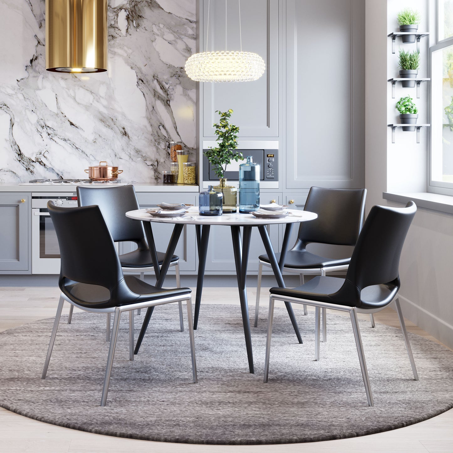 Ace Dining Chair (Set of 2) Black & Silver style shot 1