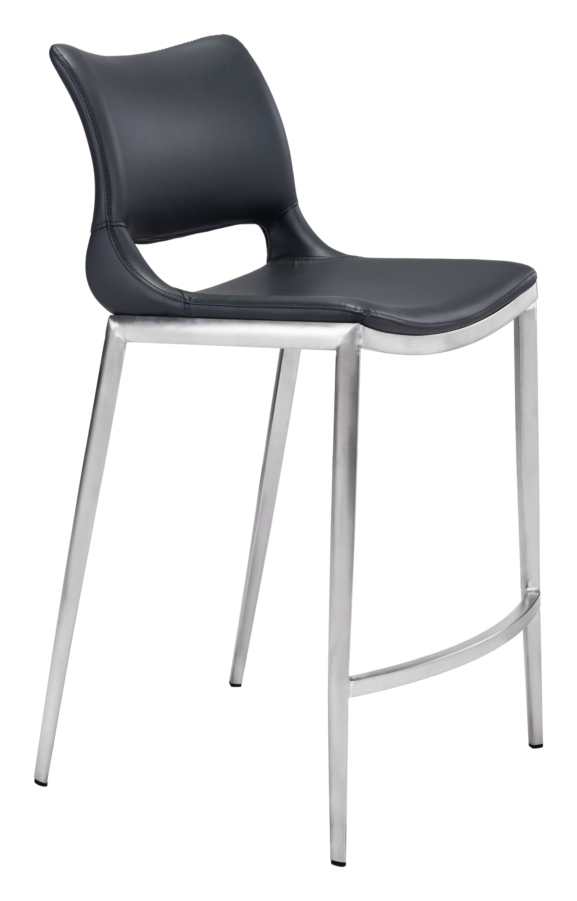 Ace Counter Stool (Set of 2) Black & Silver style shot 1