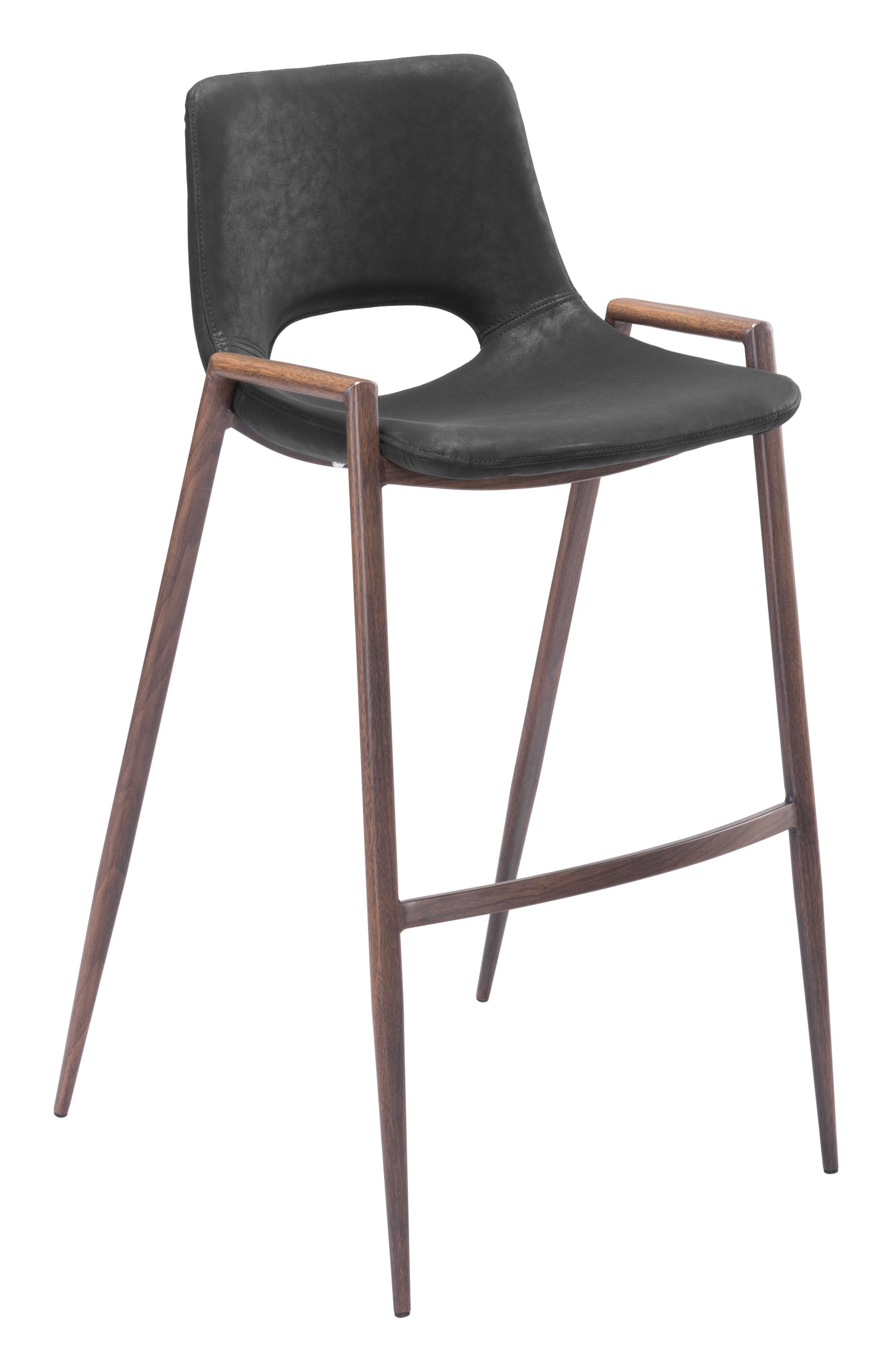 Desi Barstool (Set of 2) Black & Walnut style shot 2
