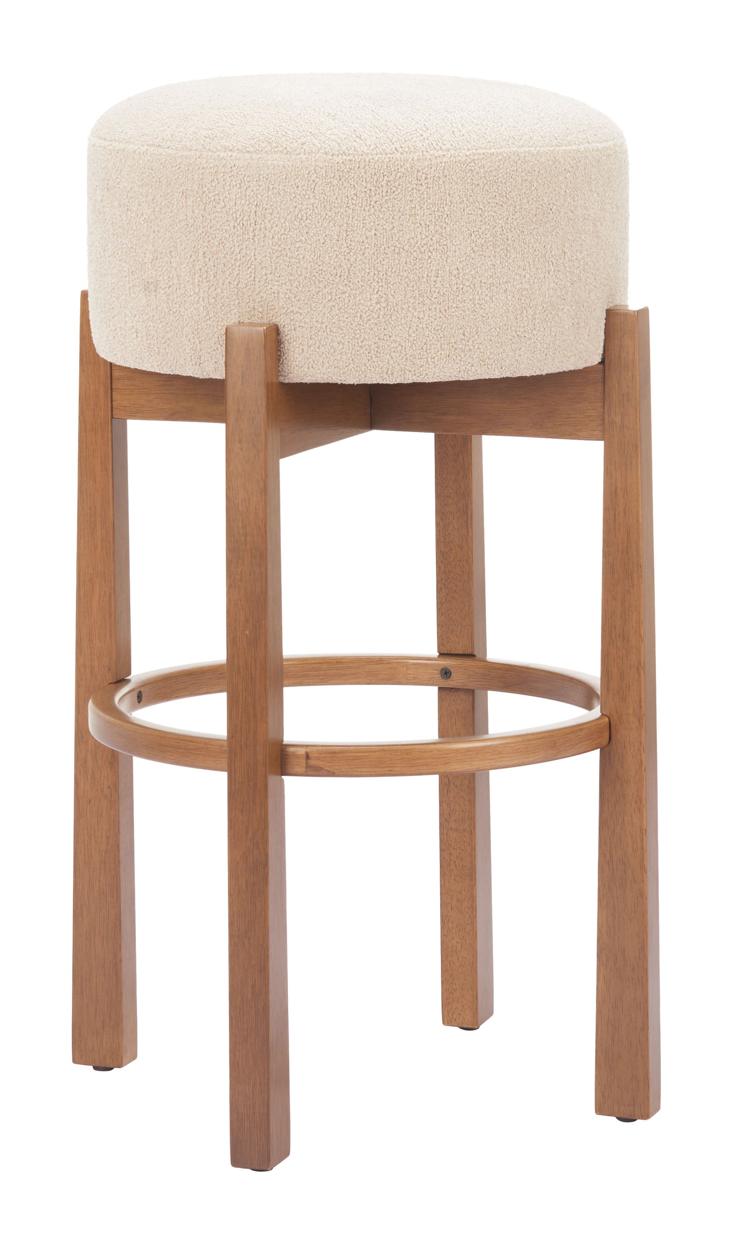 Nade Barstool (Set of 2) Beige & Walnut style shot 1