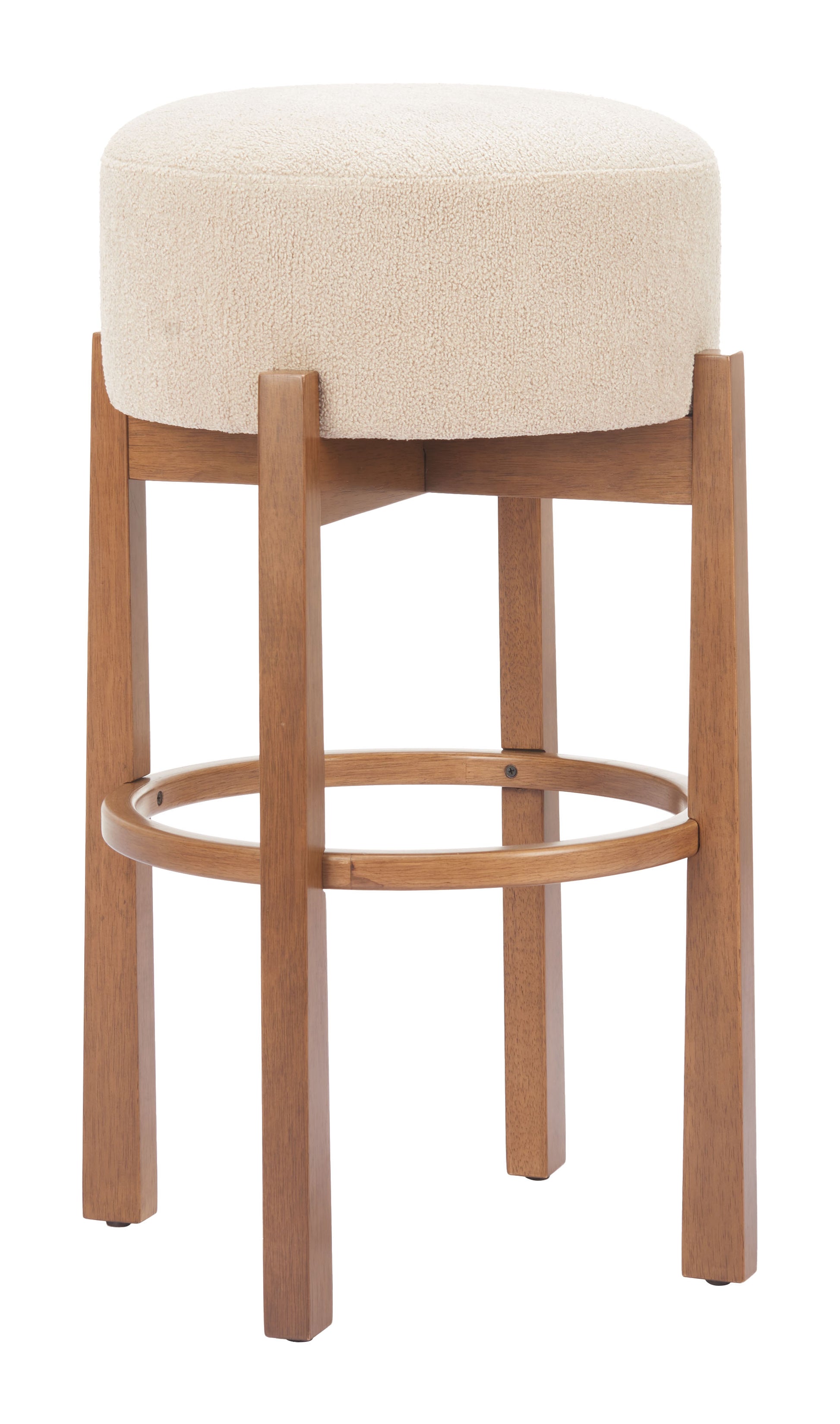 Nade Barstool (Set of 2) Beige & Walnut style shot 1