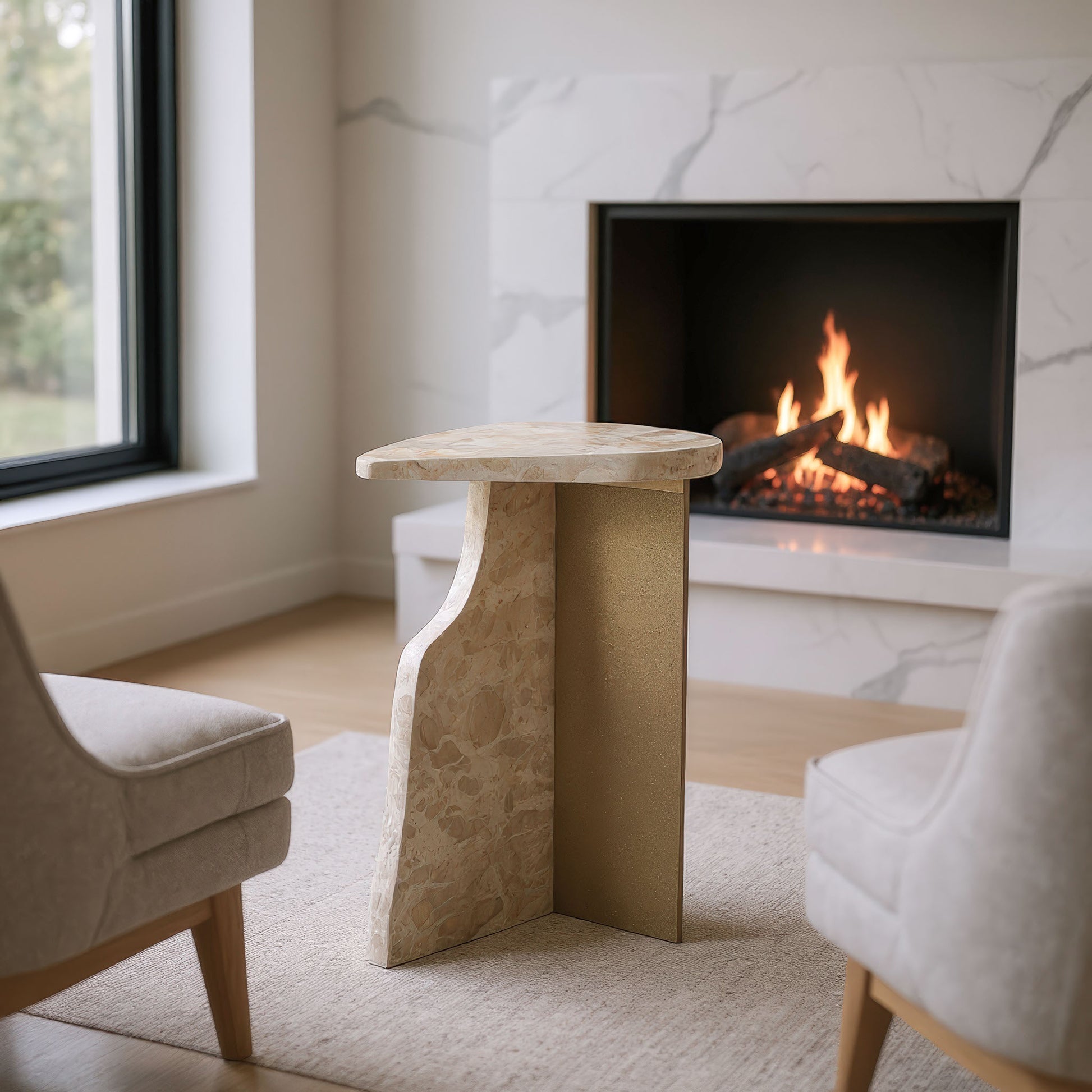Surya Side Table Beige style shot 1