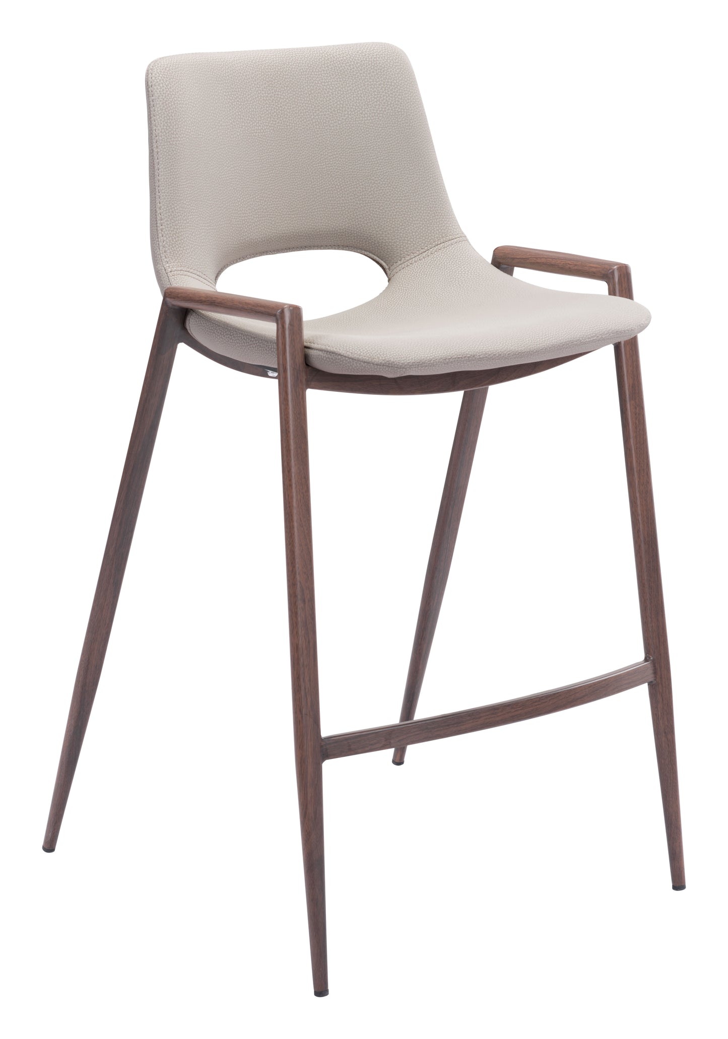 Desi Counter Stool (Set of 2) Beige & Walnut style shot 2