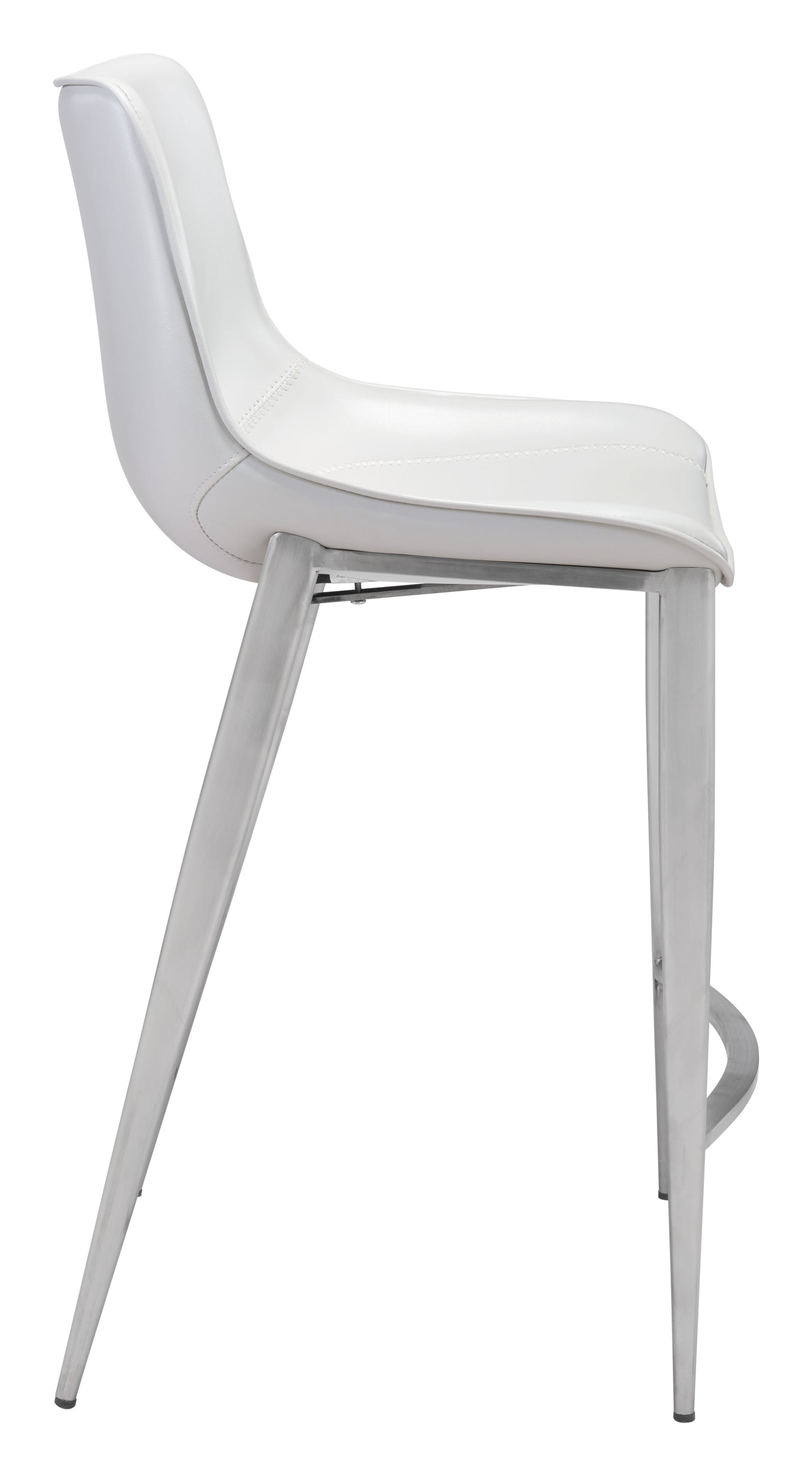 Magnus Counter Stool (Set of 2) White & Silver style shot 2