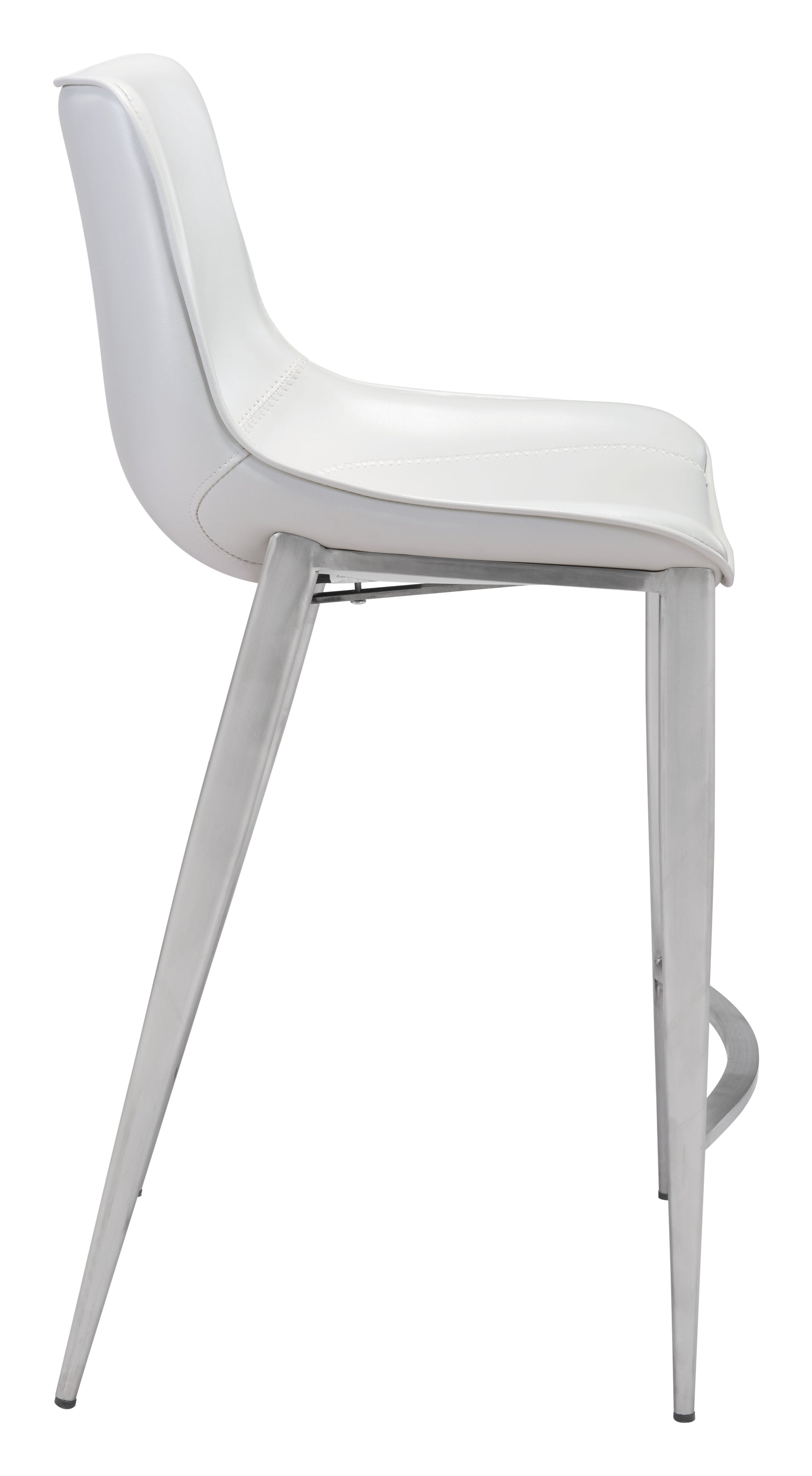Magnus Counter Stool (Set of 2) White & Silver style shot 2