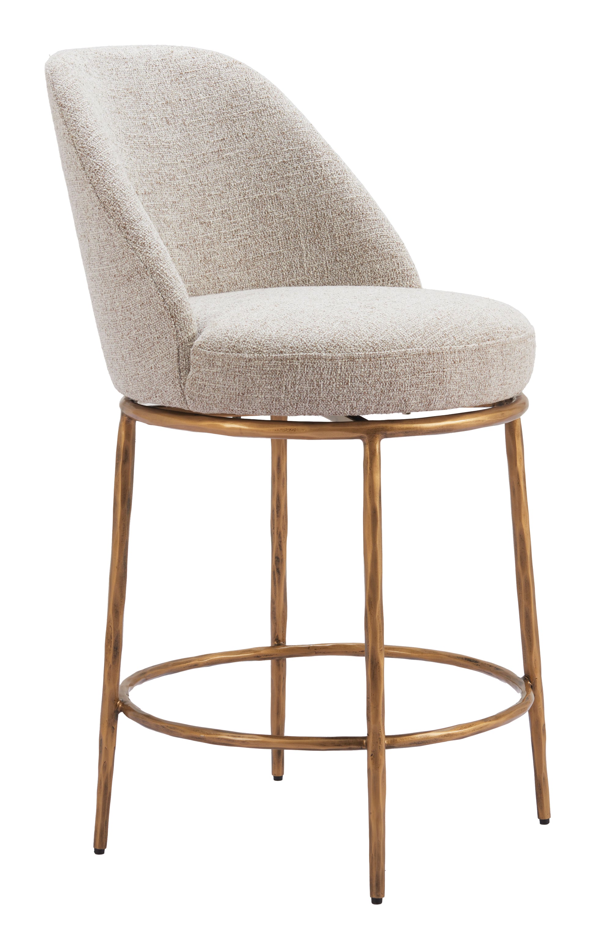 Nordhavn Swivel Counter Stool Beige & Gold style shot 1