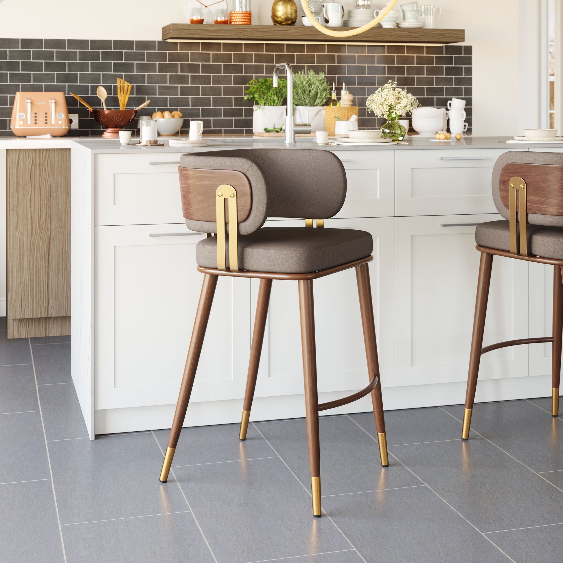 Brew Barstool Brown & Walnut