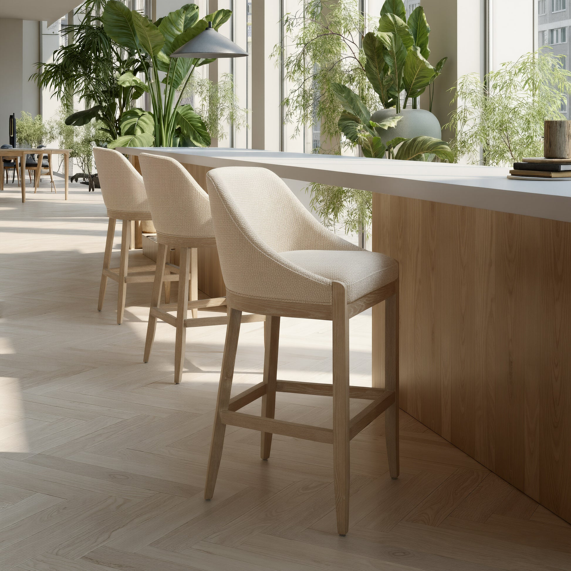 Calmo Barstool Beige style shot 1
