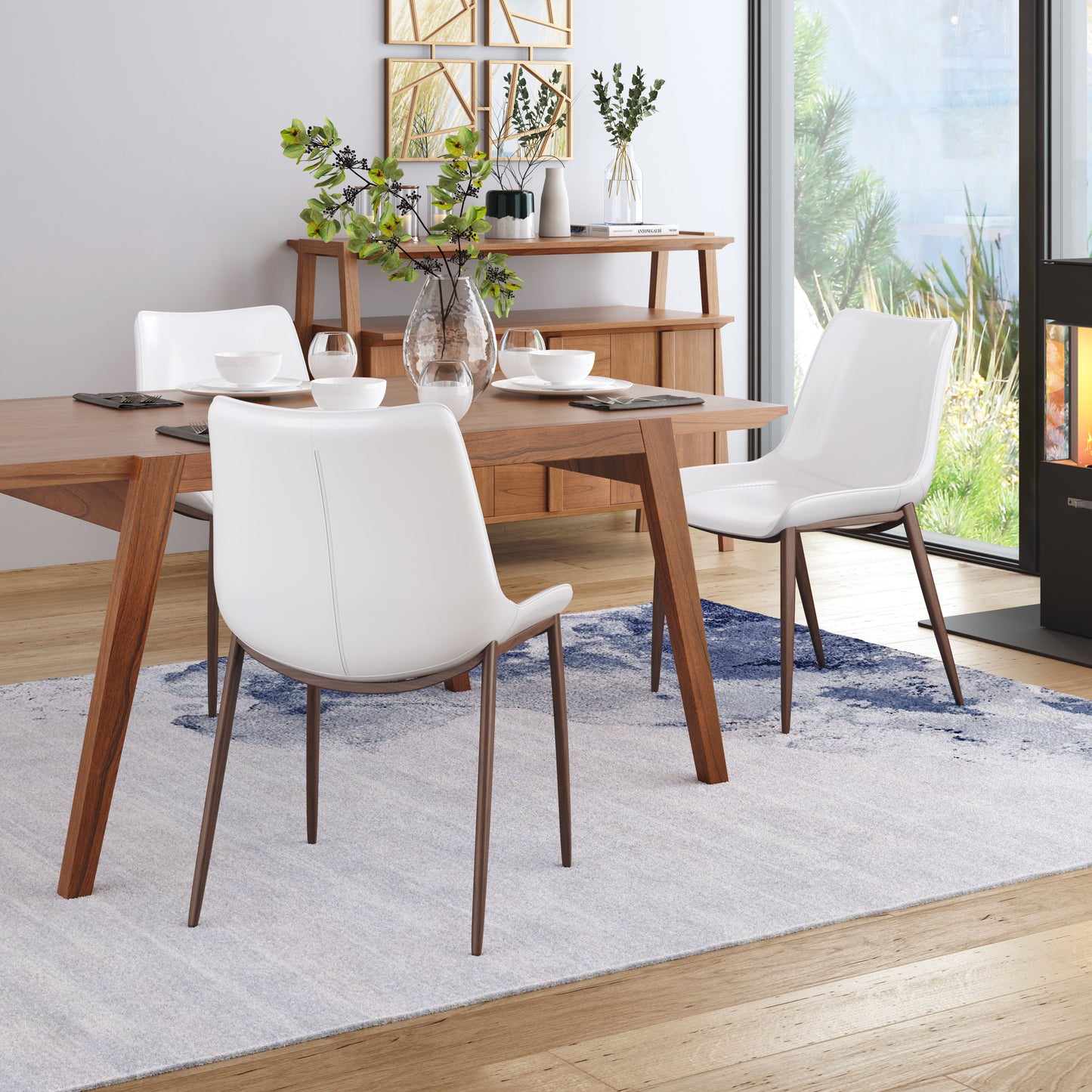 Magnus Dining Chair (Set of 2) White & Walnut style shot 2