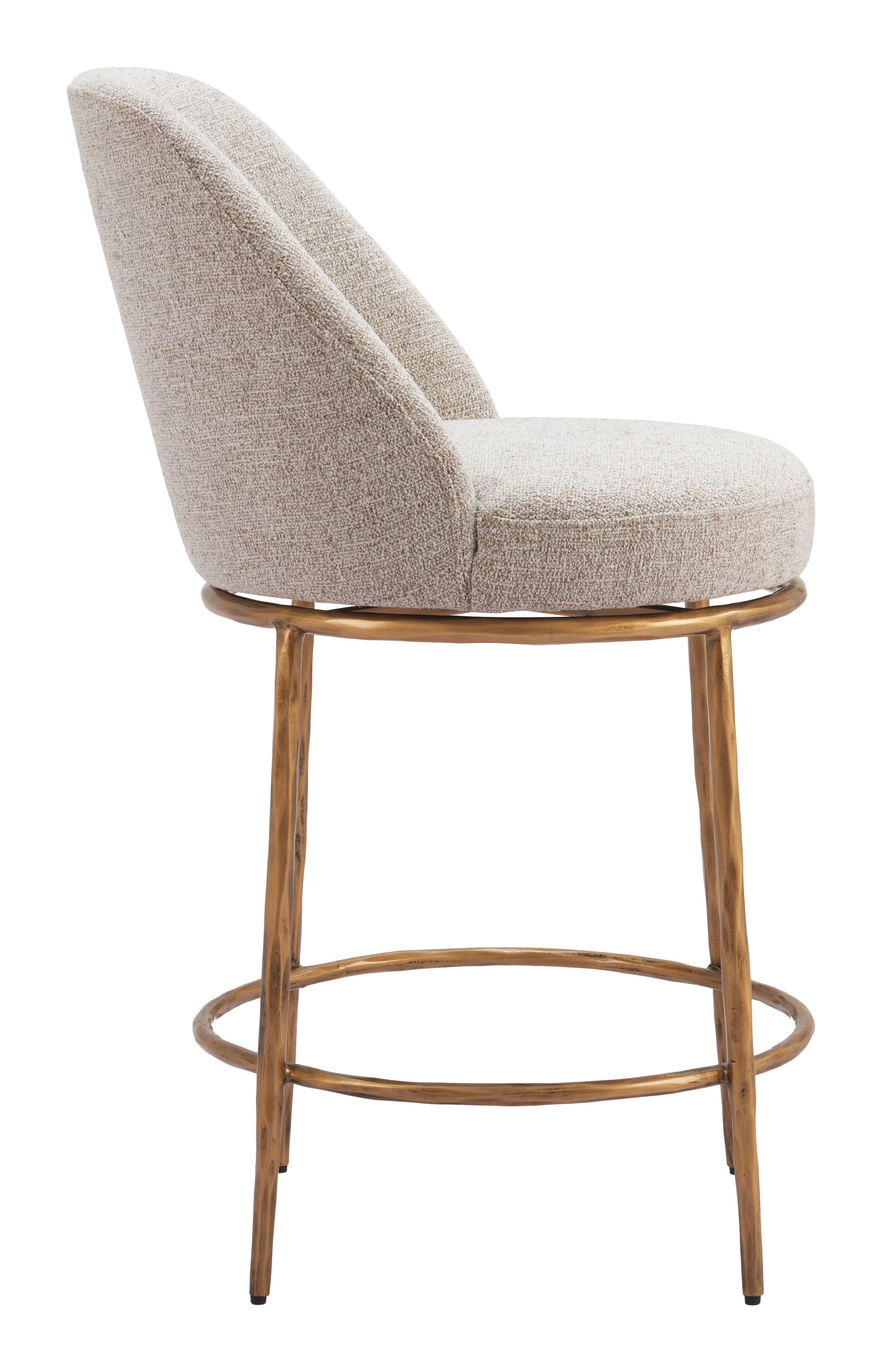 Nordhavn Swivel Counter Stool Beige & Gold style shot 2