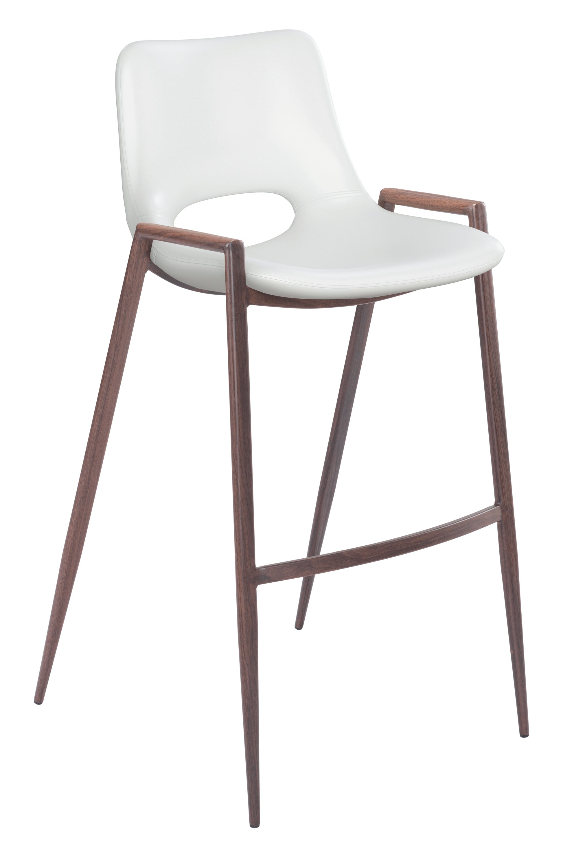 Desi Barstool (Set of 2) White & Walnut style shot 2