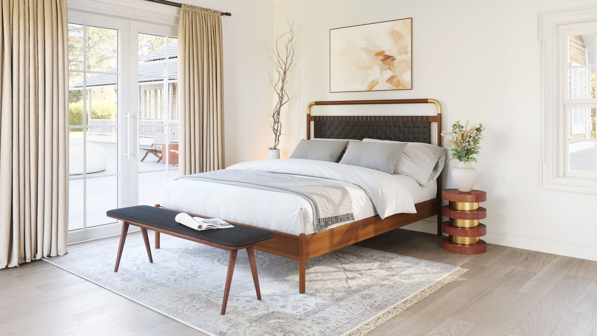 Netz Queen Bed Black & Walnut style shot 1