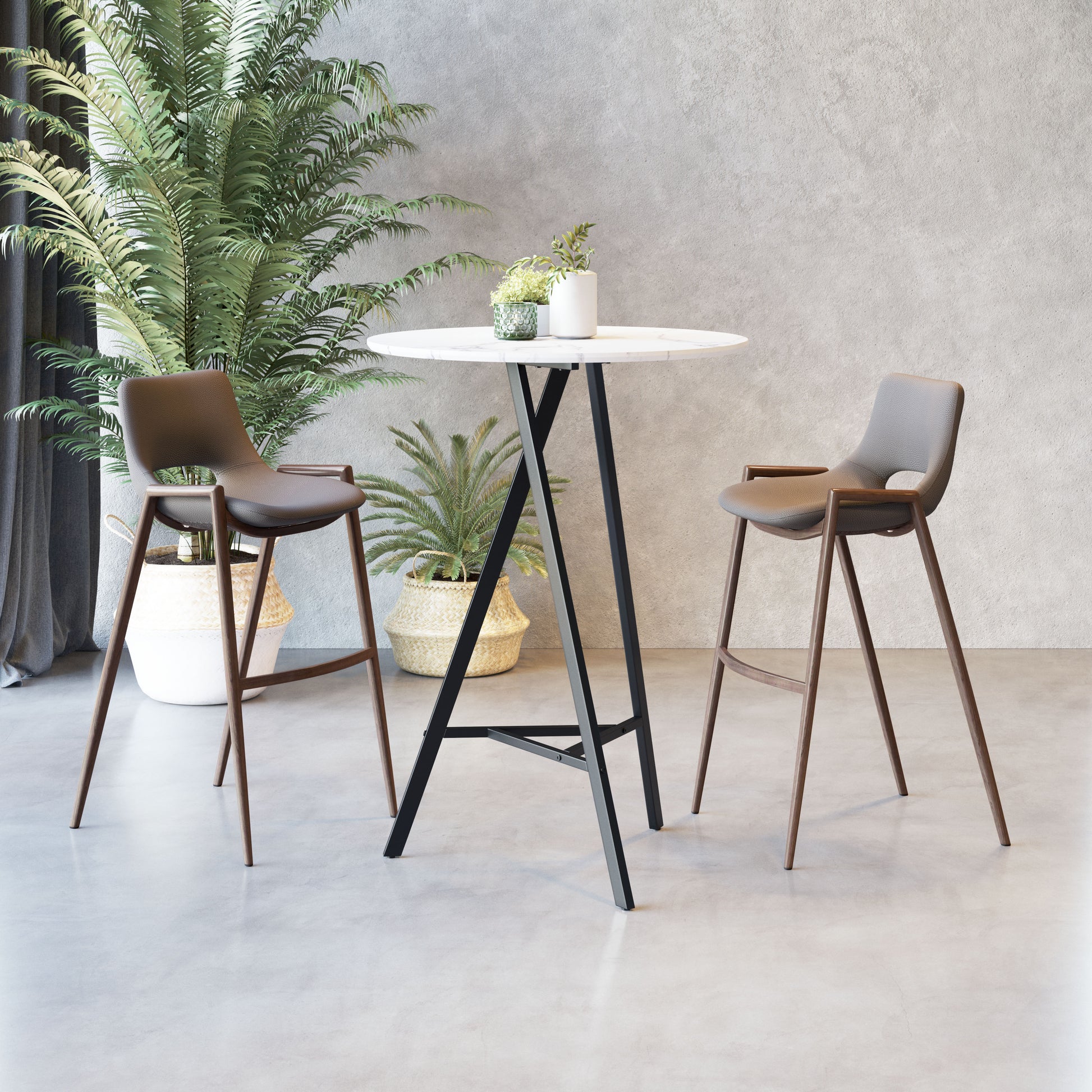 Desi Barstool (Set of 2) Brown & Walnut style shot 1