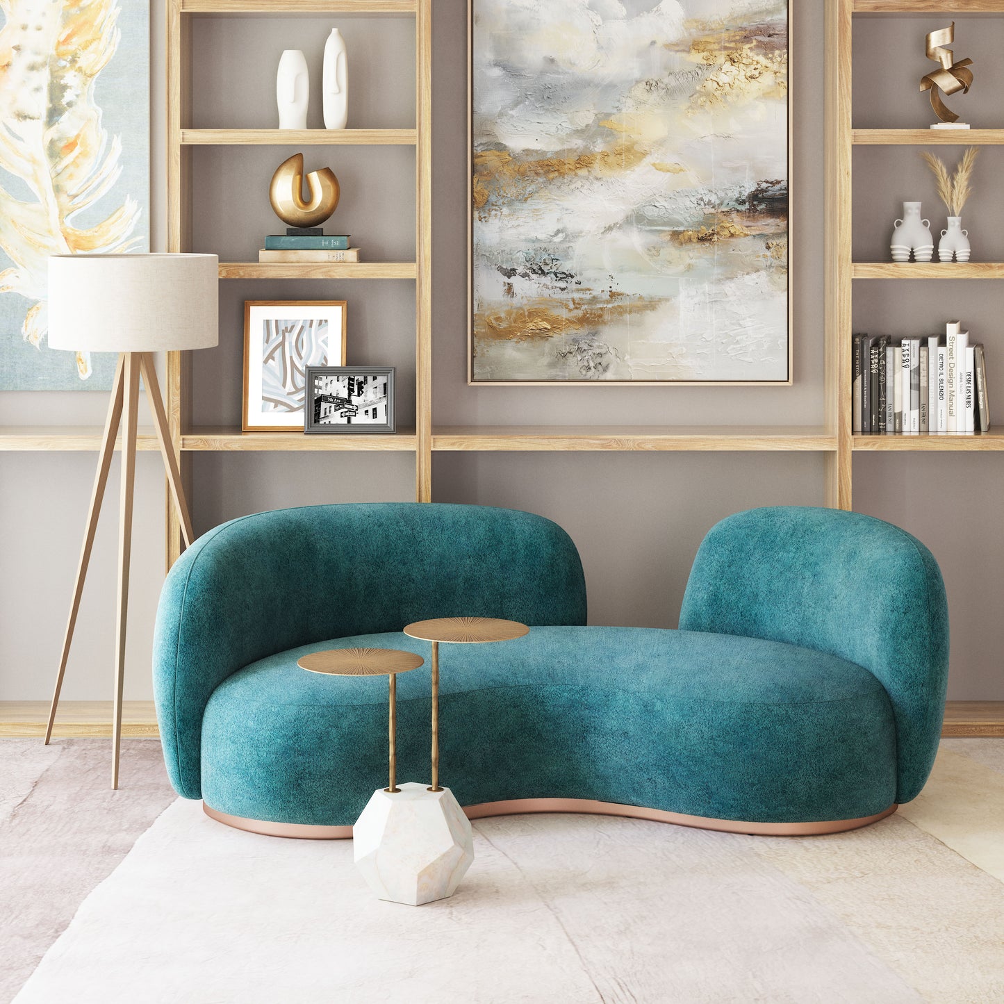 Anten Side Table Brass & White style shot 1