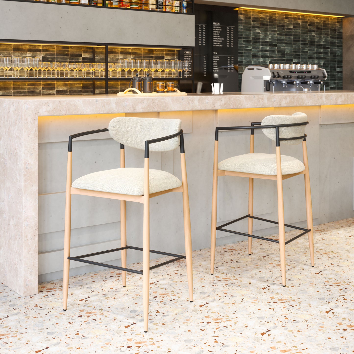 Equinox Barstool Oyster Gray & Natural style shot 1