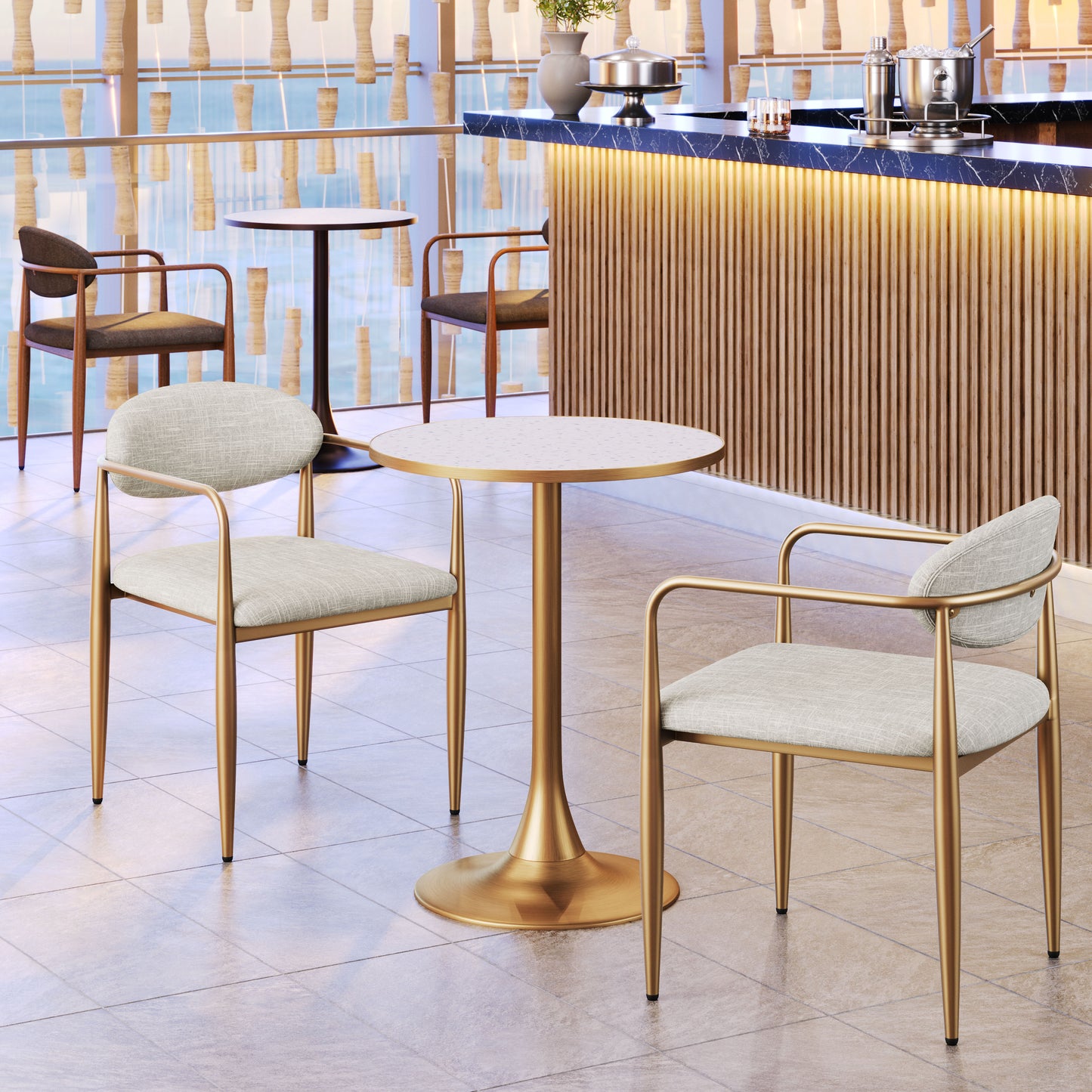 Bite Bistro Table Beige & Gold