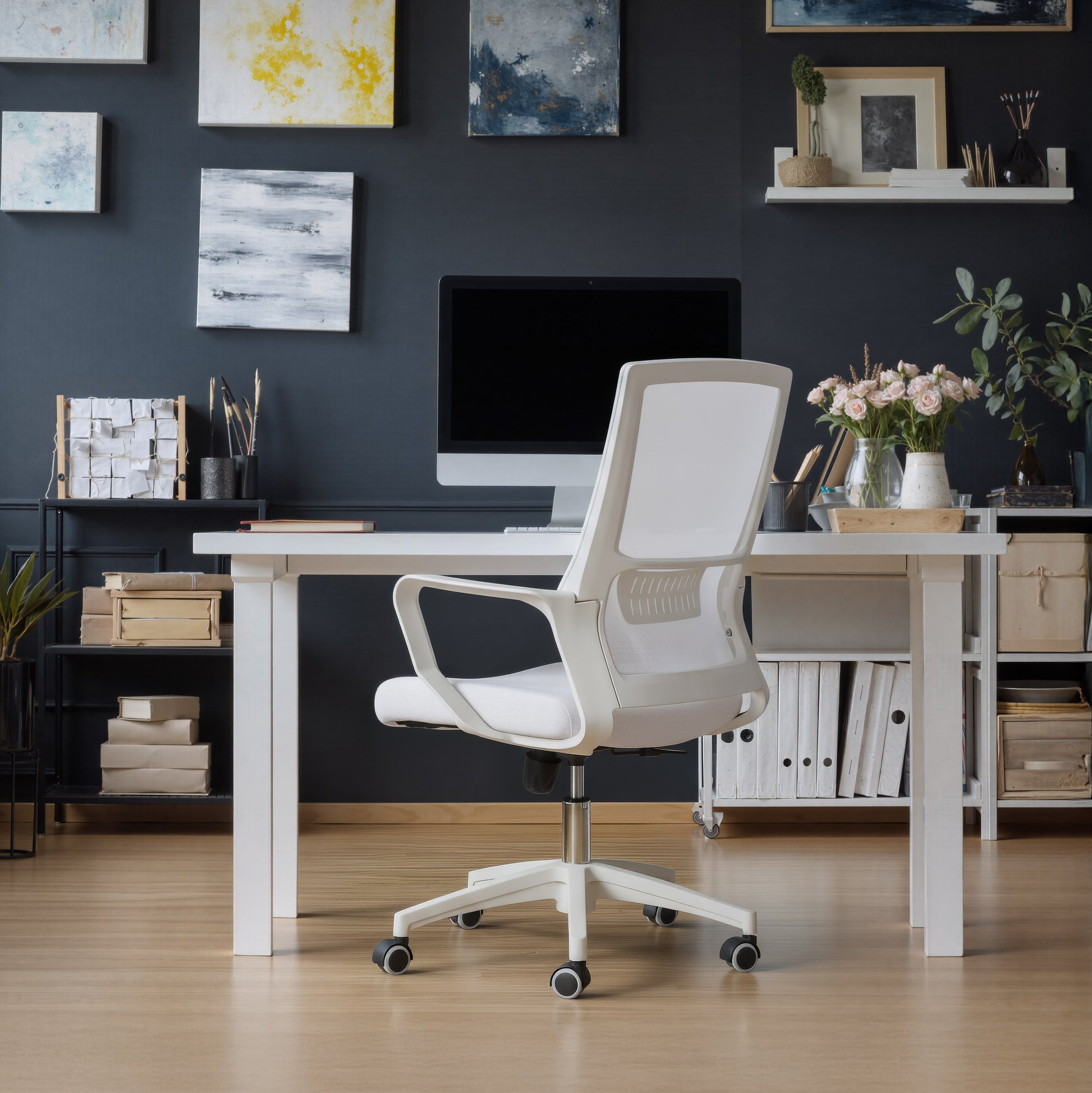 Jett Low Back Office Chair White style shot 1