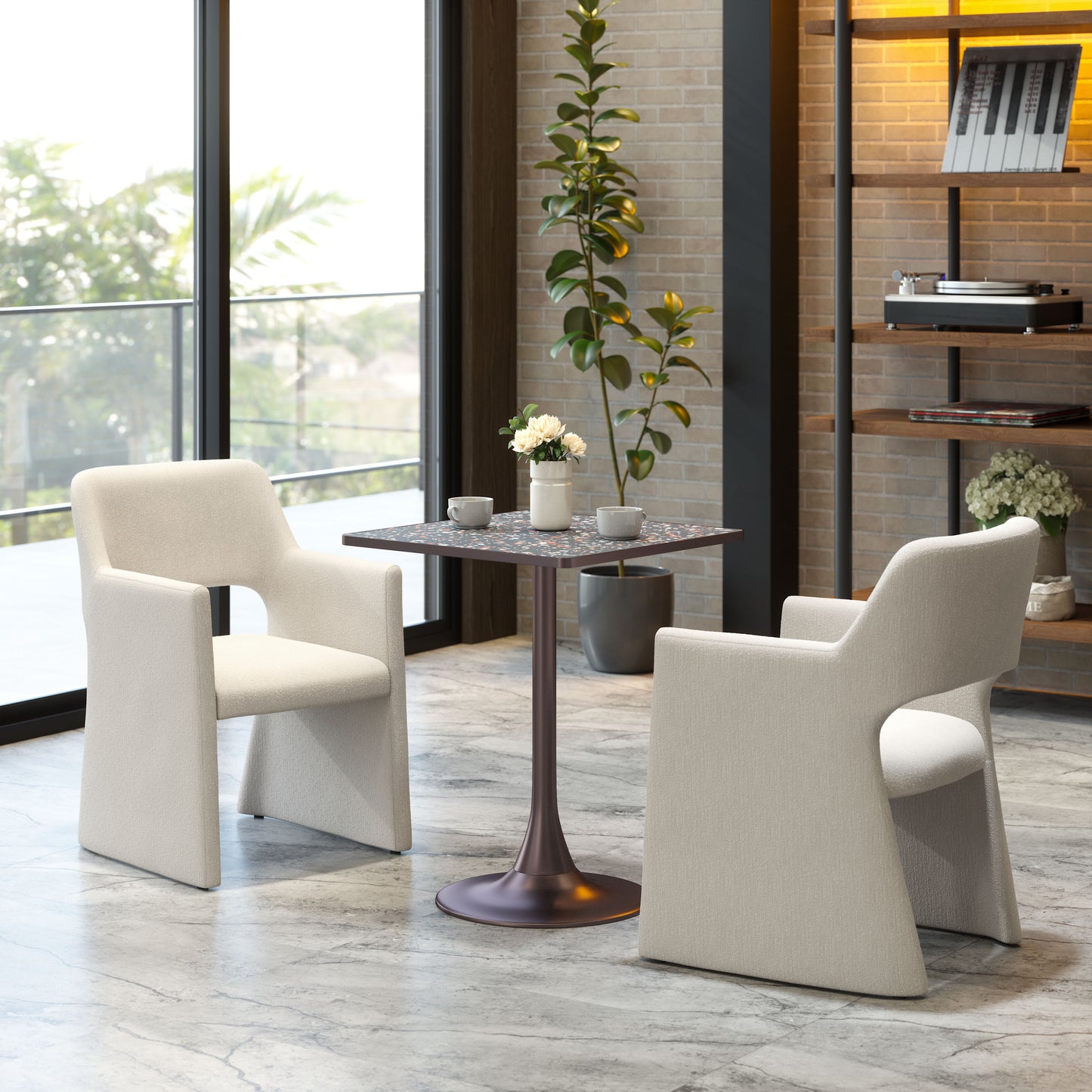 Minet Dining Chair Linen White style shot 1