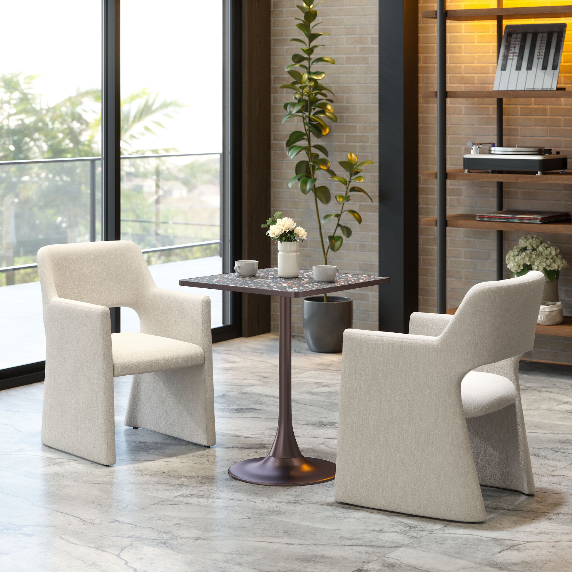 Minet Dining Chair Linen White style shot 1