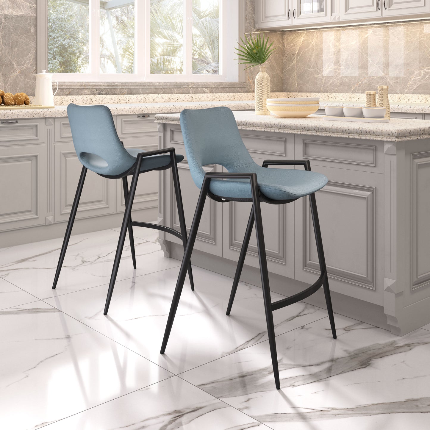 Desi Counter Stool (Set of 2) Azure Gray style shot 1