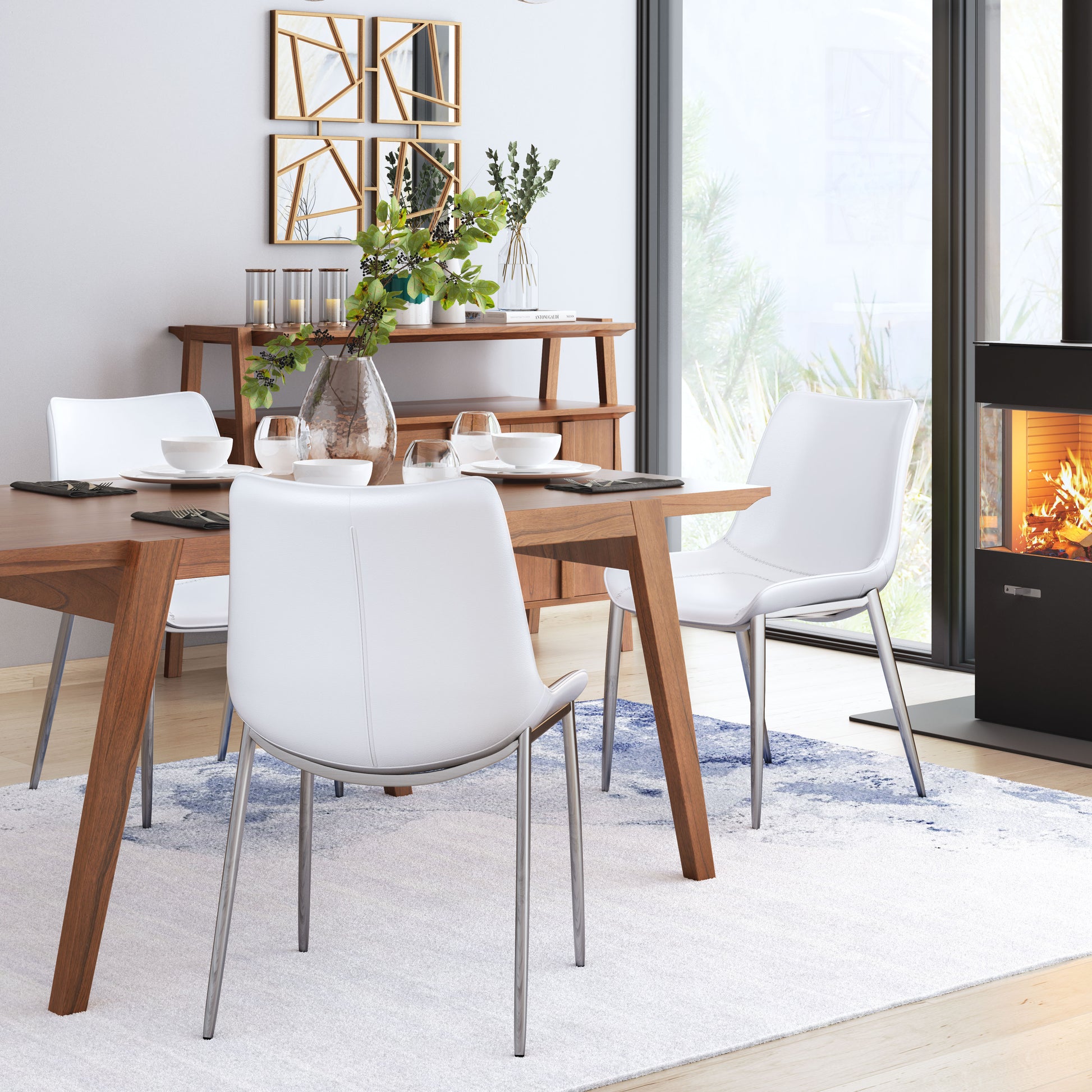 Magnus Dining Chair (Set of 2) White & Silver style shot 2