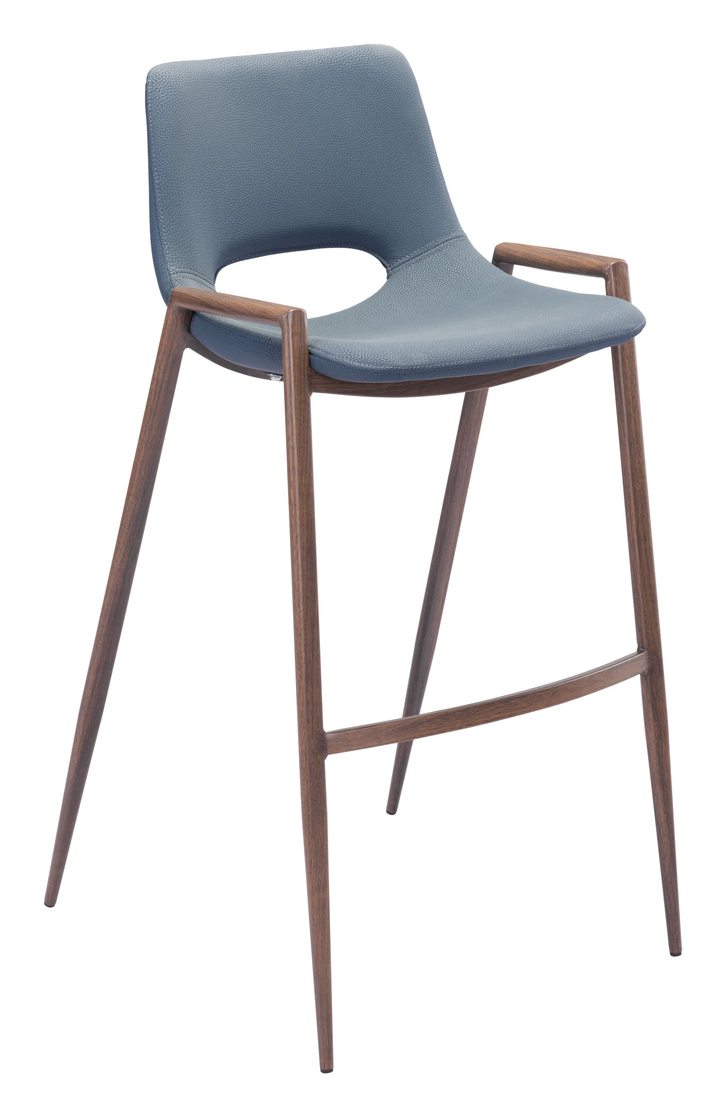 Desi Barstool (Set of 2) Azure Gray & Walnut style shot 2