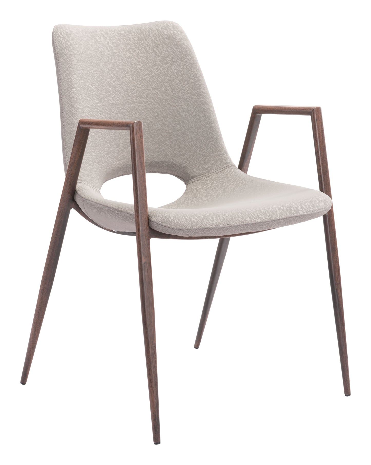 Desi Dining Chair (Set of 2) Beige & Walnut style shot 2