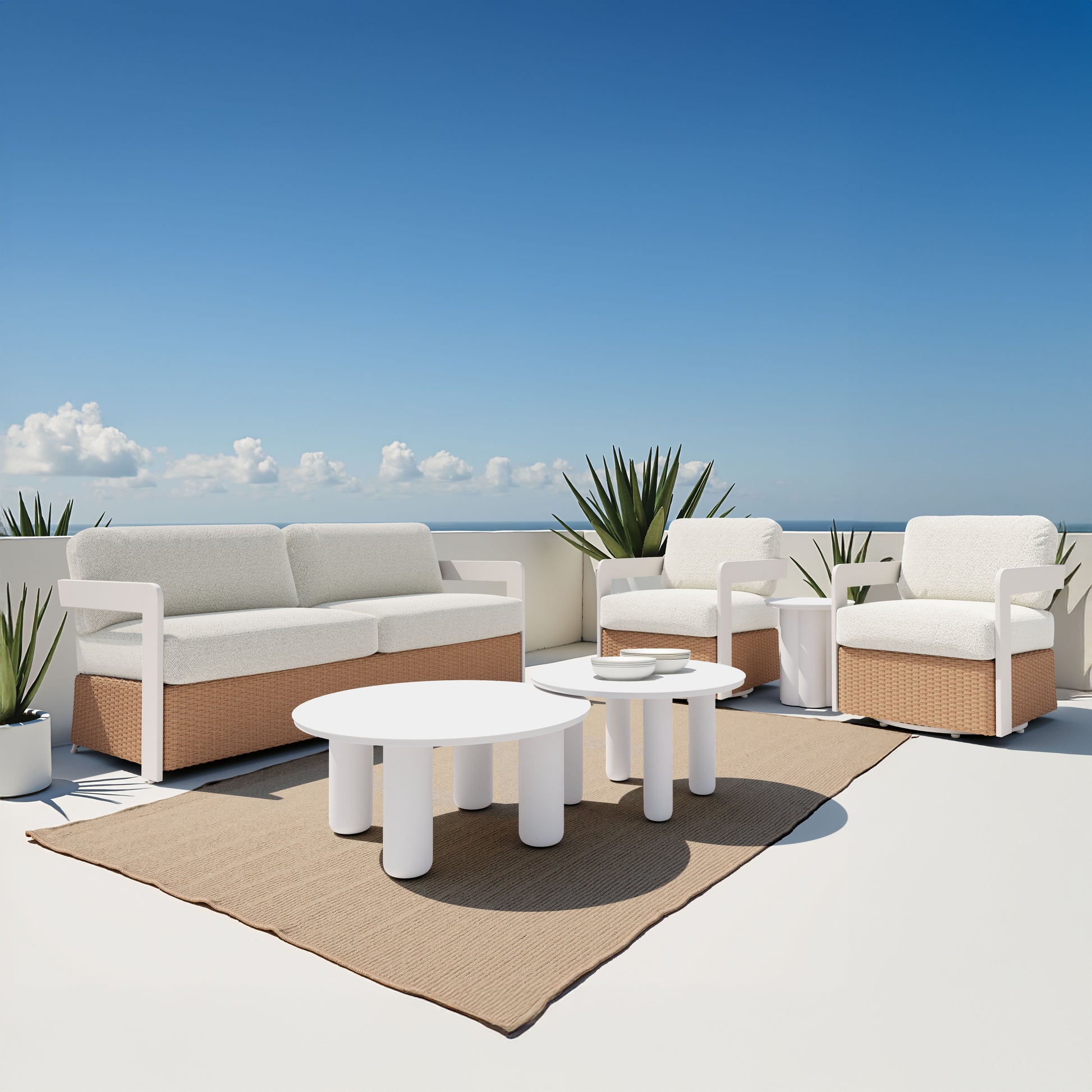 Gelo Swivel Chair White & Brown style shot 2