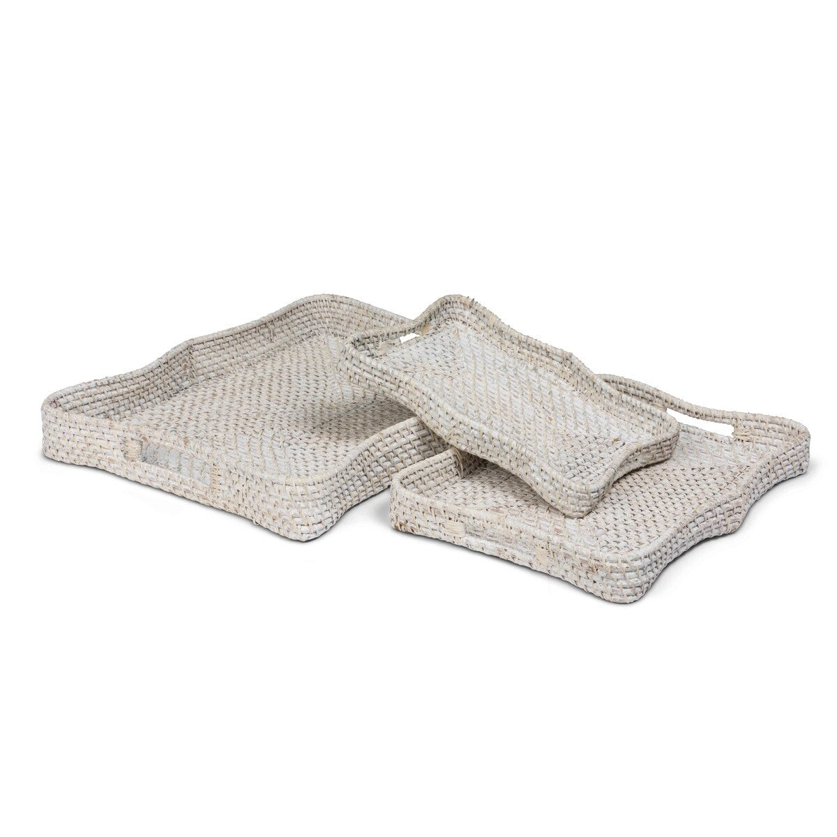 Sanibel Scalloped Trays, Whitewashed, Set of 3 style shot 2