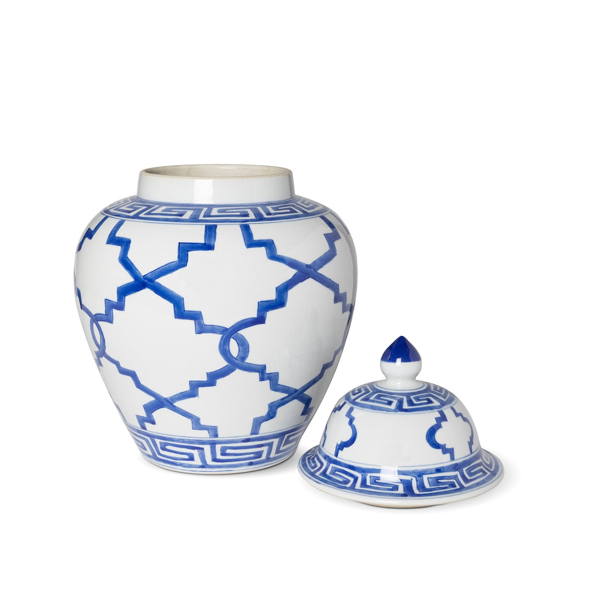 Imperial Ceramic Ginger Jar, Greek Key, Blue style shot 2