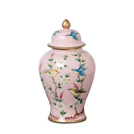 Imperial Ceramic Chinoiserie Ginger Jar, Pink, Large style shot 1