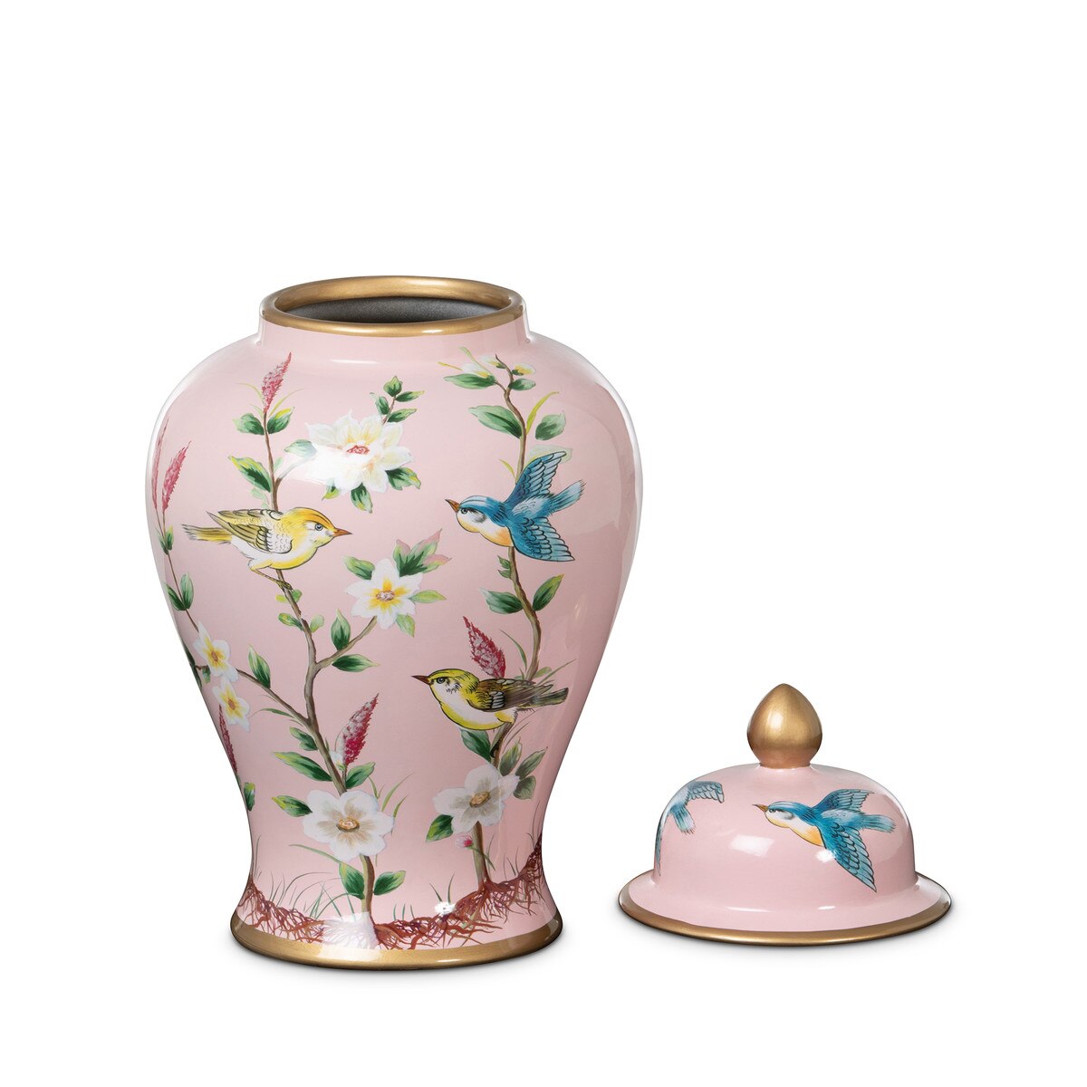 Imperial Ceramic Chinoiserie Ginger Jar, Pink, Large style shot 2