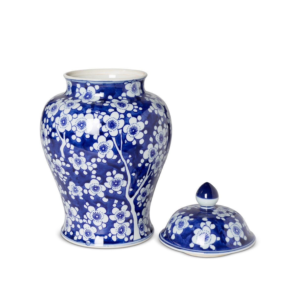 Imperial Ceramic Floral Ginger Jar, Blue and White, Large style shot 2