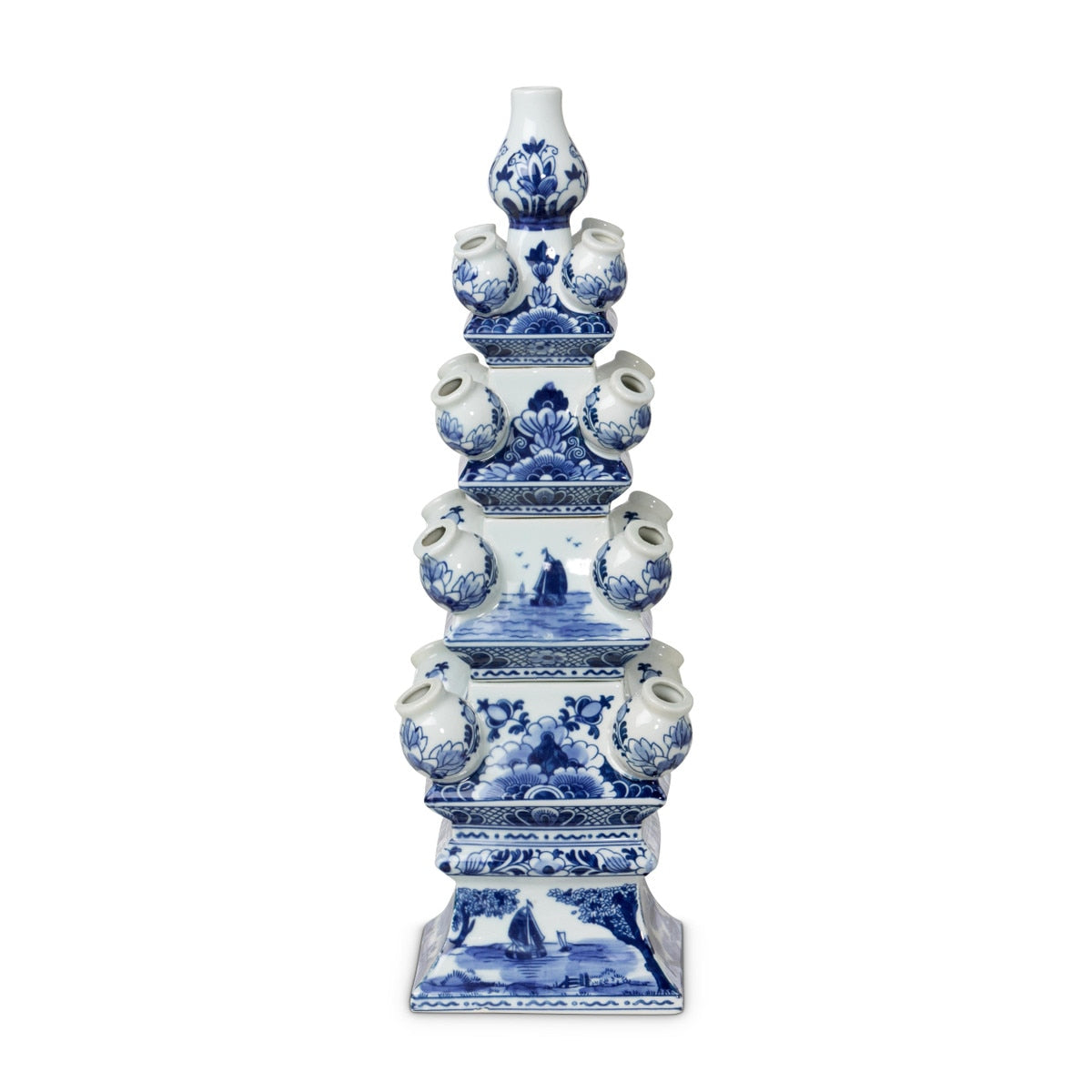 Imperial Ceramic Chinoiserie Tulip Vase, Blue and White style shot 2