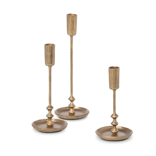 Antique Gold Colonial Taper Holders, Set of 3 style shot 1