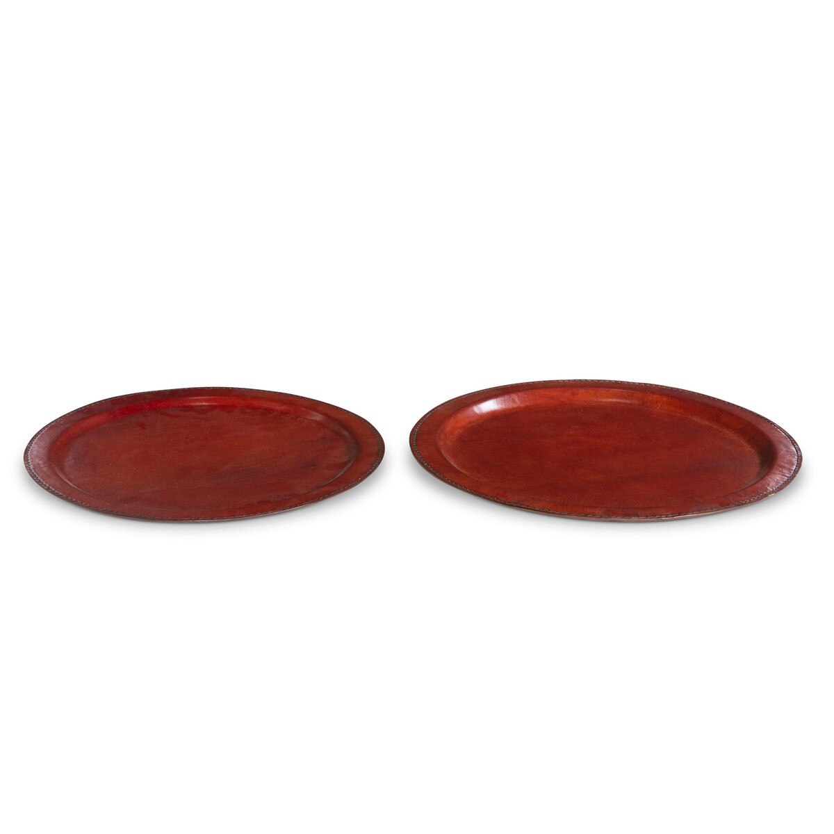 Hudson Leather Round Trays, Set of 2 style shot 1