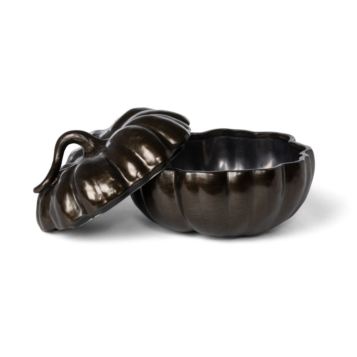 Bronze Lidded Ceramic Pumpkin Bowl Medium style shot 2