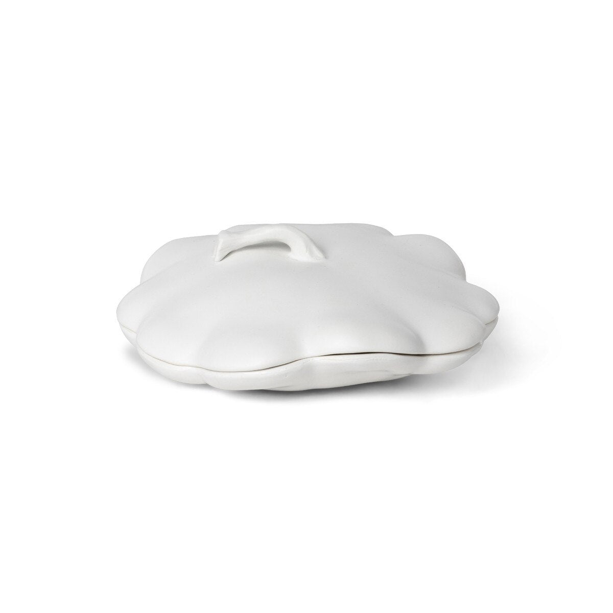 Matte White Lidded Ceramic Pumpkin Bowl Small style shot 1