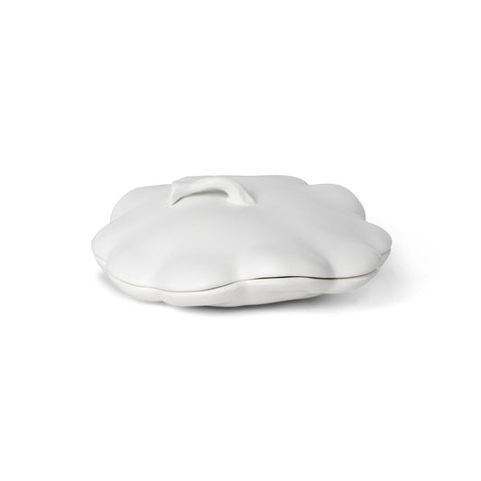 Matte White Lidded Ceramic Pumpkin Bowl Small style shot 1