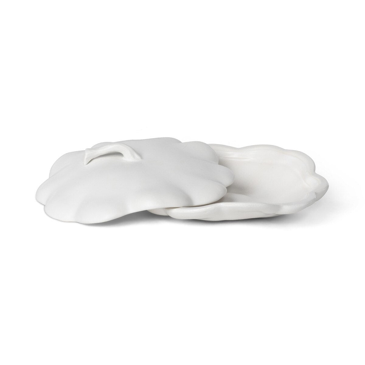 Matte White Lidded Ceramic Pumpkin Bowl Small style shot 2