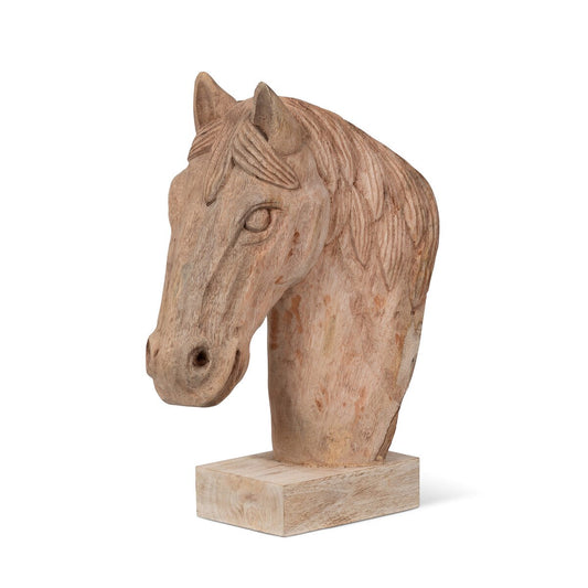Hard-Carved Wooden Stallion Sculpture style shot 1