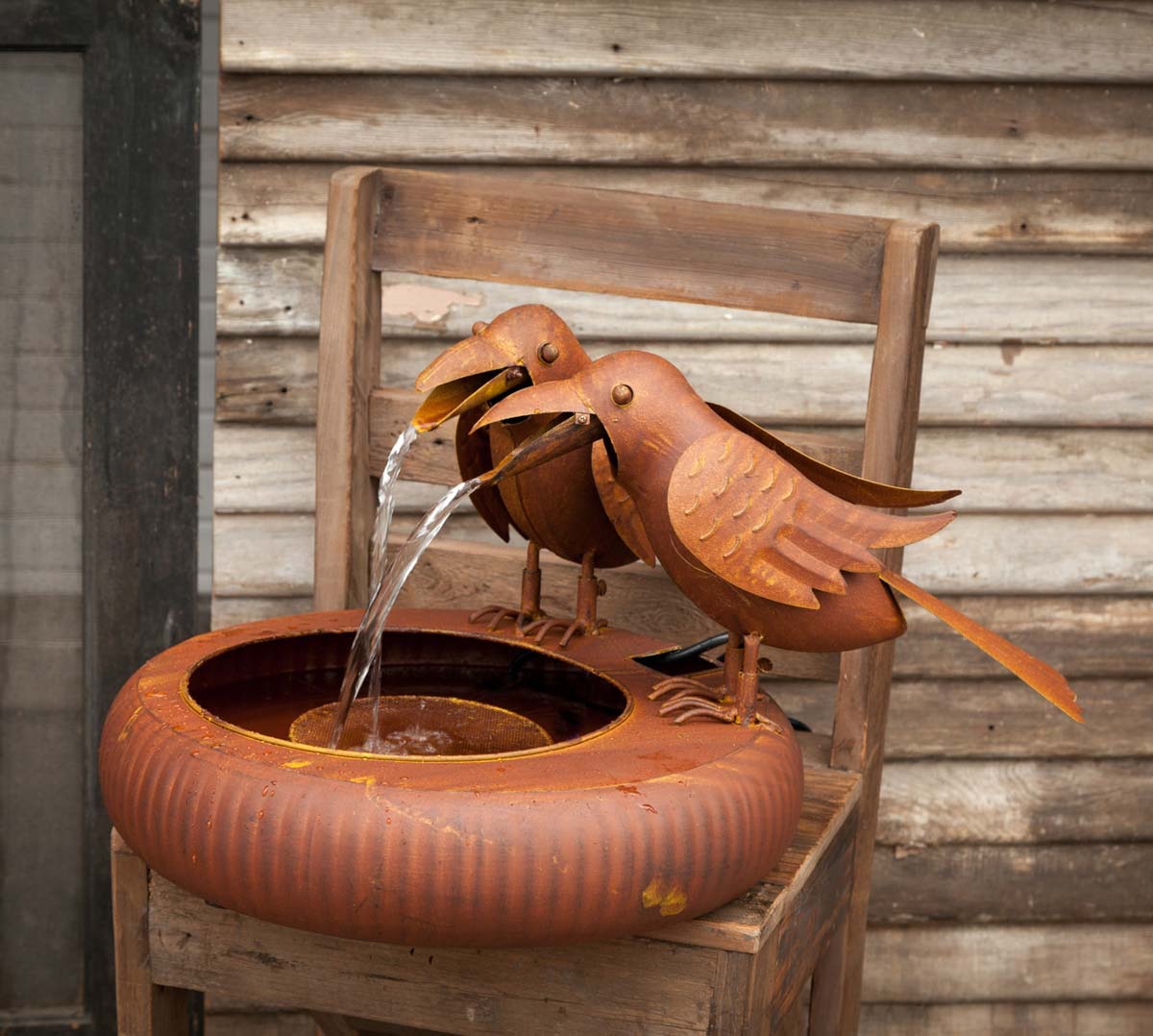Folk Art Crows Fountain style shot 1