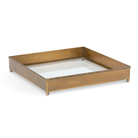 Brass and Glass Escritoire Square Tray style shot 1