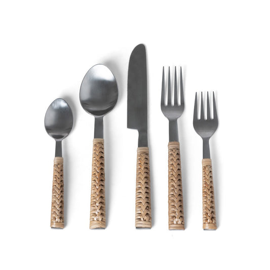 Woven Bamboo Handle Cutlery Set style shot 1