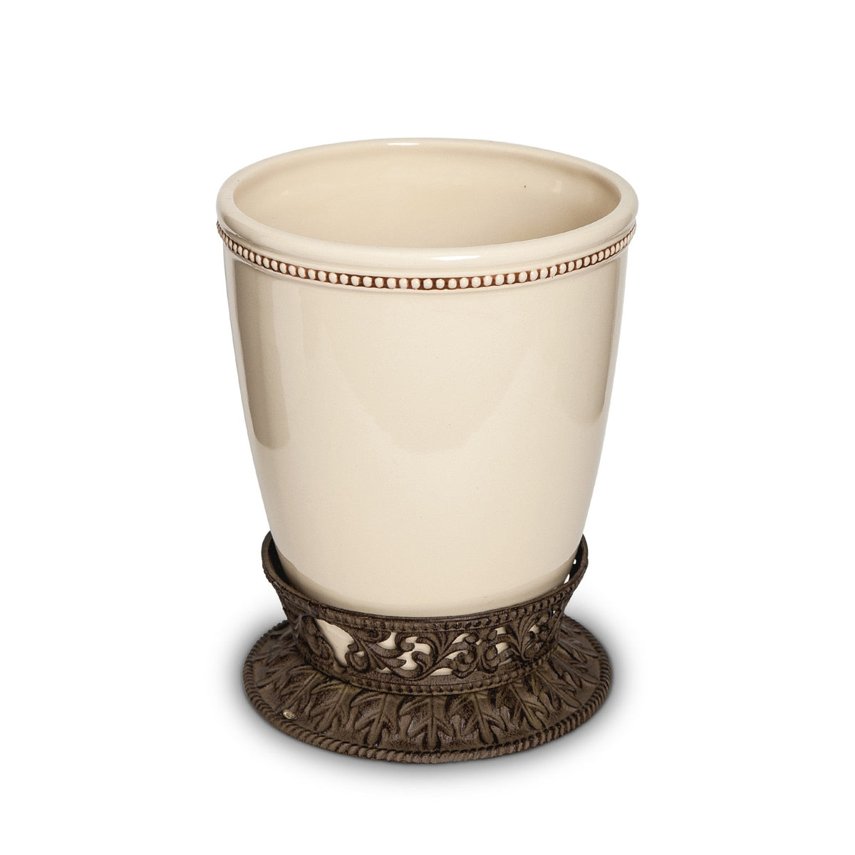 Acanthus Stoneware Waste Basket style shot 1