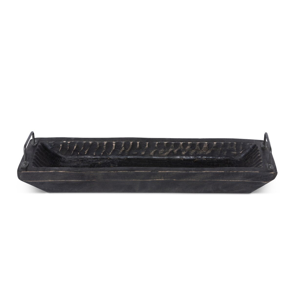 Carved Wood Tray with Iron Handles style shot 2
