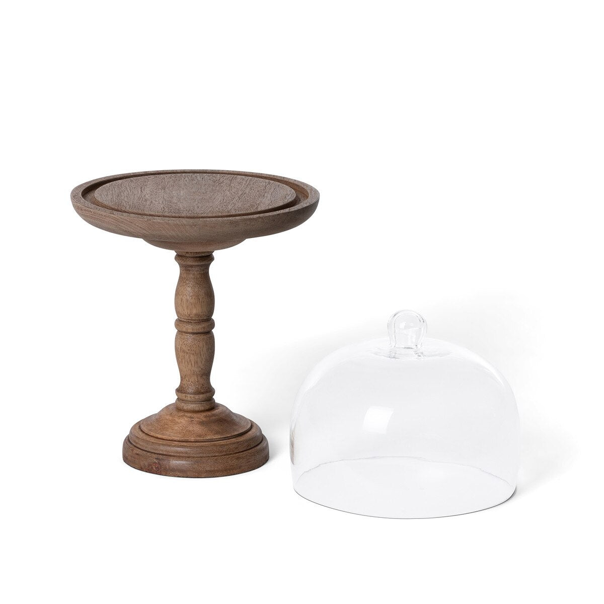Elevated Wood Server with Glass Dome, 16" style shot 2