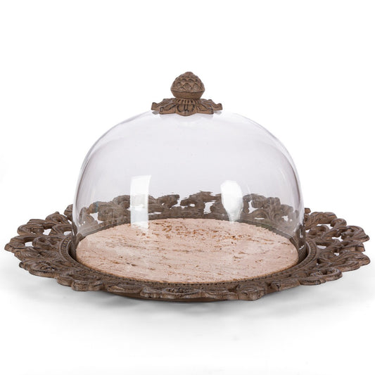 Acanthus Marble Cake Plate with Dome style shot 1