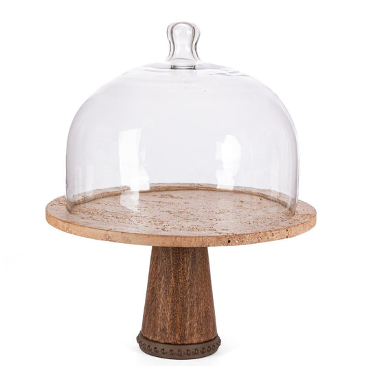 Marble Cake Plate with Glass Dome on Pedestal, 14" style shot 1