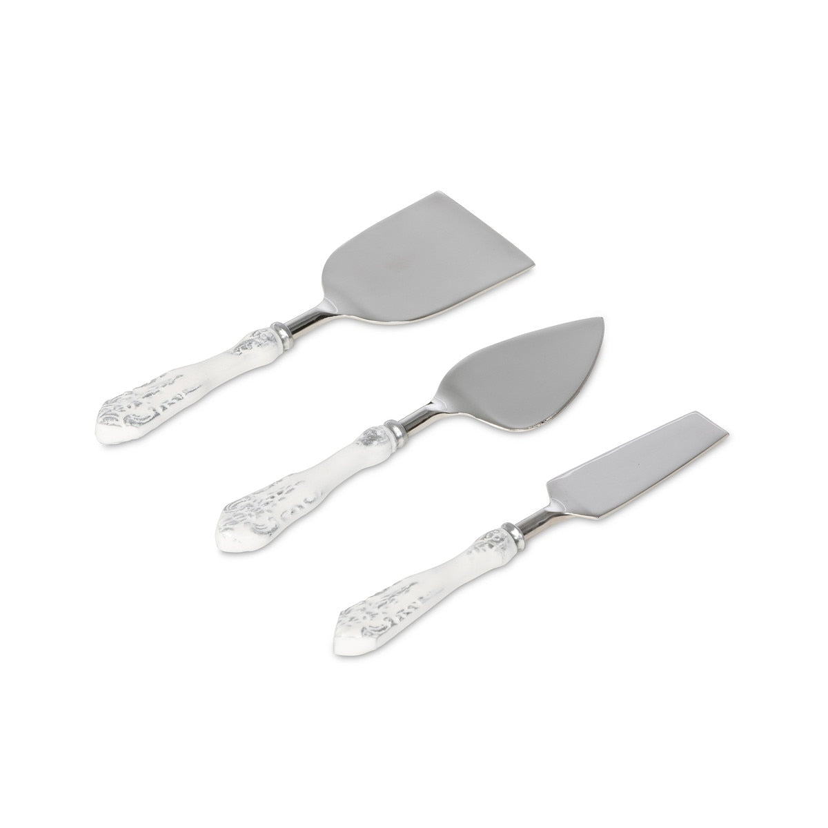 Milk Bucket White Embossed Enamel Cheese Servers, Set of 3 style shot 1